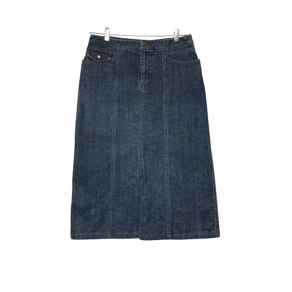 Eddie Bauer Dark Blue Denim Midi Skirt